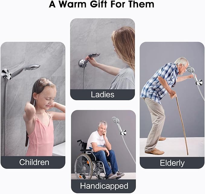 Suction Handheld Shower Head Holder with Dual Angle Positions, Wall Suction Bracket