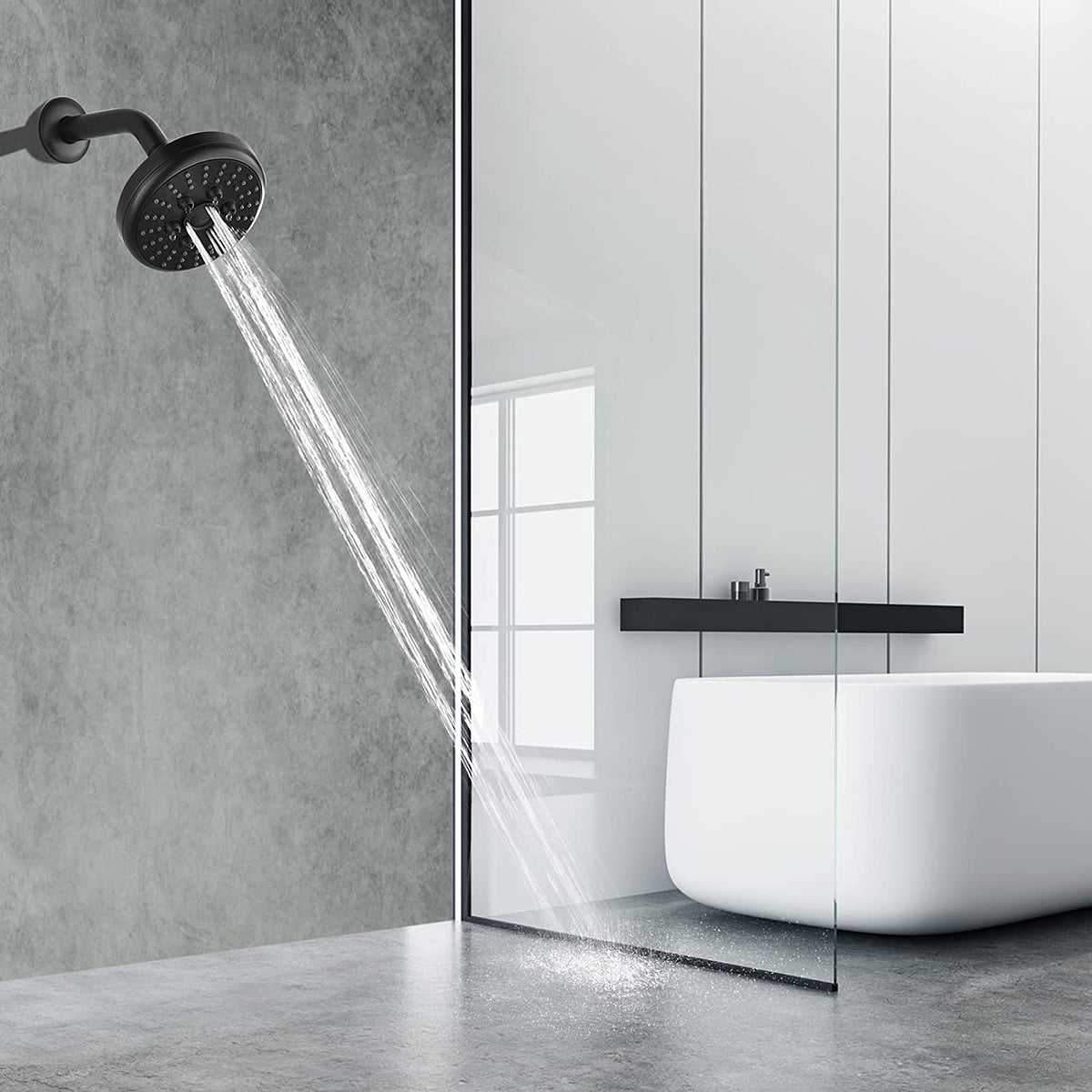 3 Spray Fixed Rainfall Shower Head with Adjustable Metal Swivel Ball Joint
