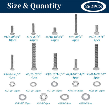 M6/M8/M10 Flange Bolt Kit (549PCS) | Hex Bolts, Nuts & Washers