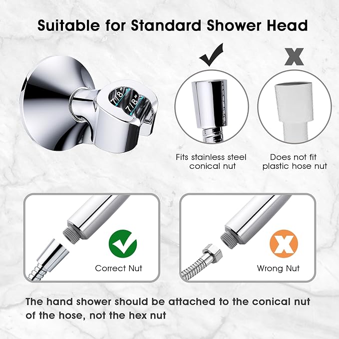 Suction Handheld Shower Head Holder with Dual Angle Positions, Wall Suction Bracket