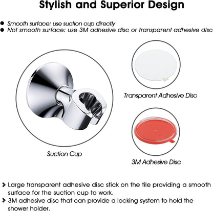 Suction Handheld Shower Head Holder with Dual Angle Positions, Wall Suction Bracket