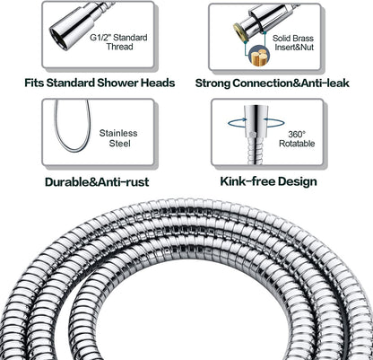 High Pressure Handheld Shower Head Kit, Handheld Shower with 60 Inch Hose and Bracket