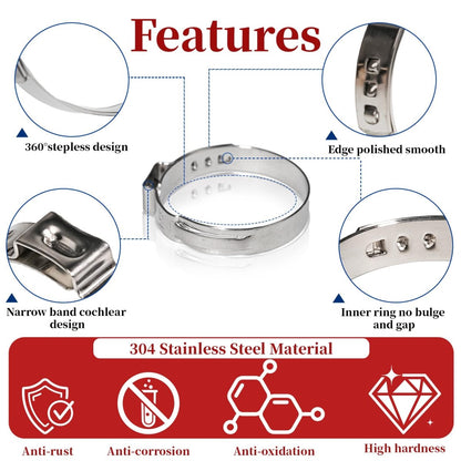 192 Pcs 12 Sizes Goobetter Single Ear Hose Clamps Stainless Steel with Ear Clamps Pincer Set, 5.3-33.1mm Adjustable Hose Clamp Assortment for radiator, Plumbing, Automotive, Washing Machine