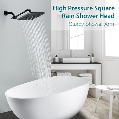 Bright Showers 8-Inch Square Rain Shower Head with 10-Inch Adjustable Extension Arm