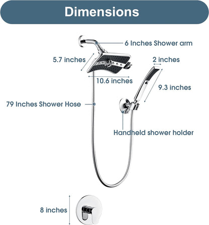 Shower Faucet Set, Rainfall and Hand Shower Head Trim with Hose, Single-Handle Shower Fixture
