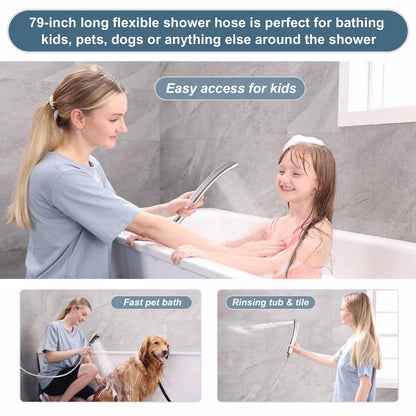 Shower Faucet Set, Rainfall and Hand Shower Head Trim with Hose, Single-Handle Shower Fixture