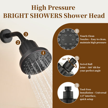 High Pressure Handheld Shower Head with 8 Spray Settings and 360° Adjustable Swivel Joint