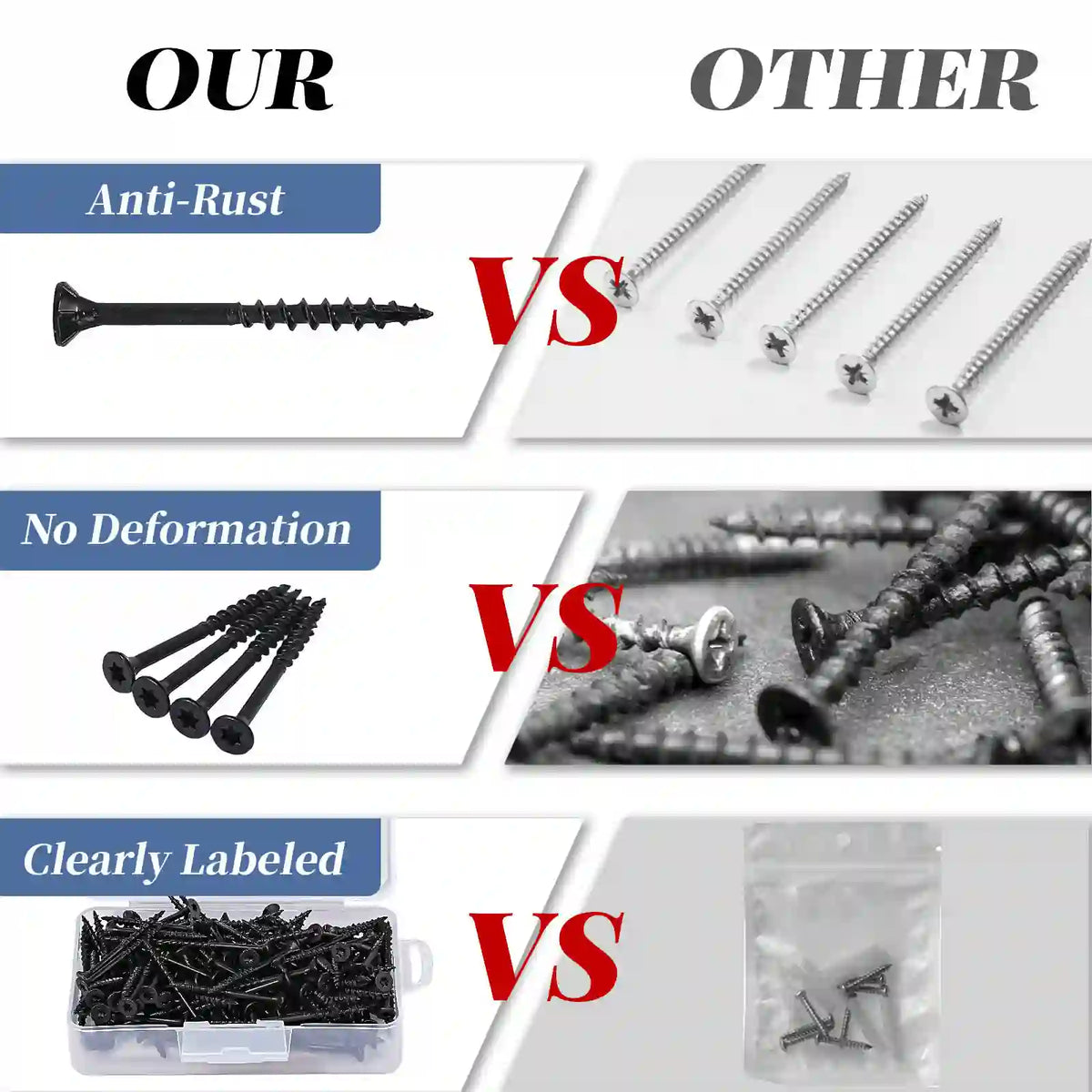 Black Exterior Deck Screws - T25 Torx Drive (Includes Bit)