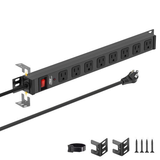 CRST 8-Outlet Mountable Metal Power Strip | 4-Way Bracket Mount, 2100J