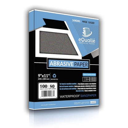 80 Grit Sandpaper – 100 Pack, 9x11 in, Wet or Dry Use
