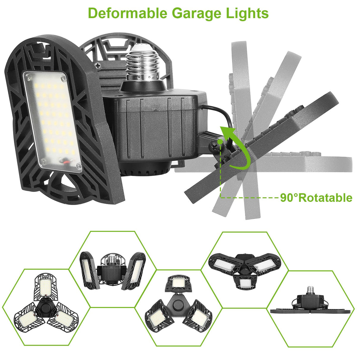 LED Garage Light E26 E27 80W 7000LM 6500K Garage Ceiling Light
