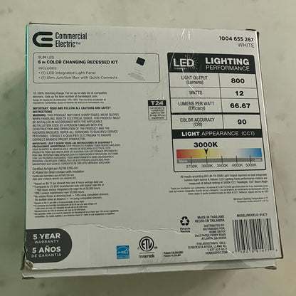 Commercial Electric Ultra Slim Integrated LED 6 in Round Adj Color Temp Canless Recessed Light for Kitchen Bath Living rooms, White