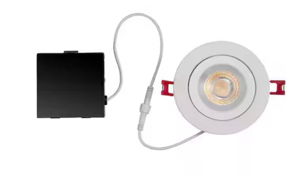 Commercial Electric Ultra Spot Integrated LED 4 in Round Adj Color Temp Canless Recessed Light for Kitchen Bath Living rooms, White