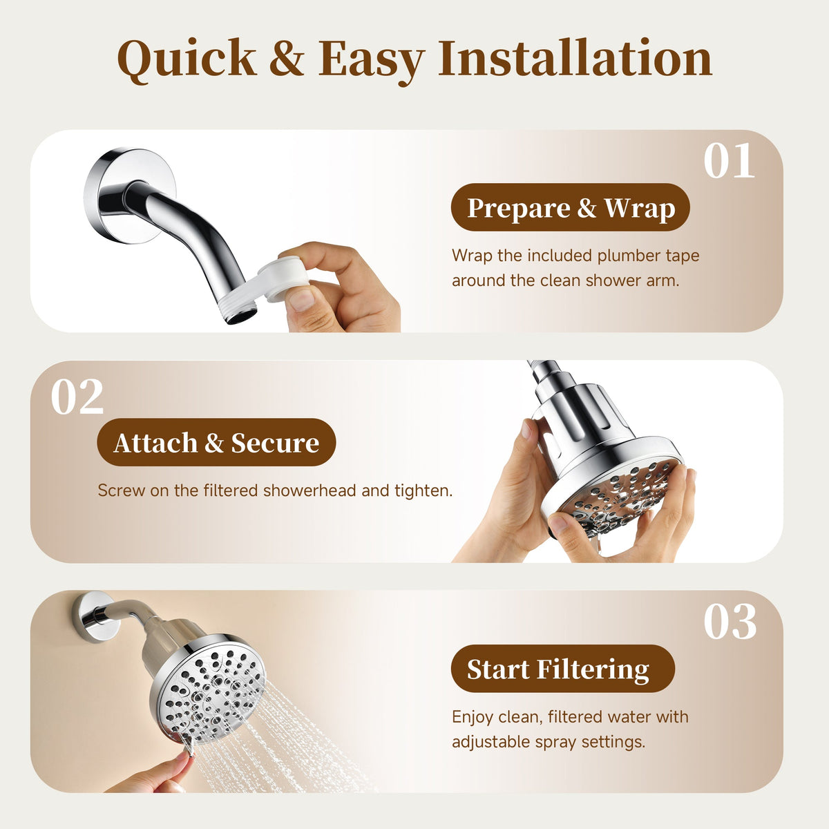 High Pressure Handheld Shower Head with 8 Spray Settings and 360° Adjustable Swivel Joint