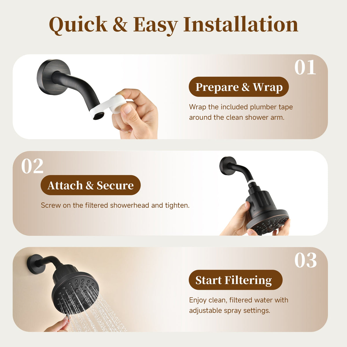 High Pressure Handheld Shower Head with 8 Spray Settings and 360° Adjustable Swivel Joint