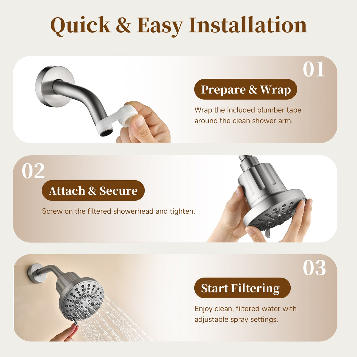 High Pressure Handheld Shower Head with 8 Spray Settings and 360° Adjustable Swivel Joint
