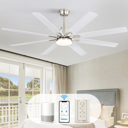 Ceiling Fan With Dimmable LED Light, 8 Blades, Reversible DC Motor, Remote Control
