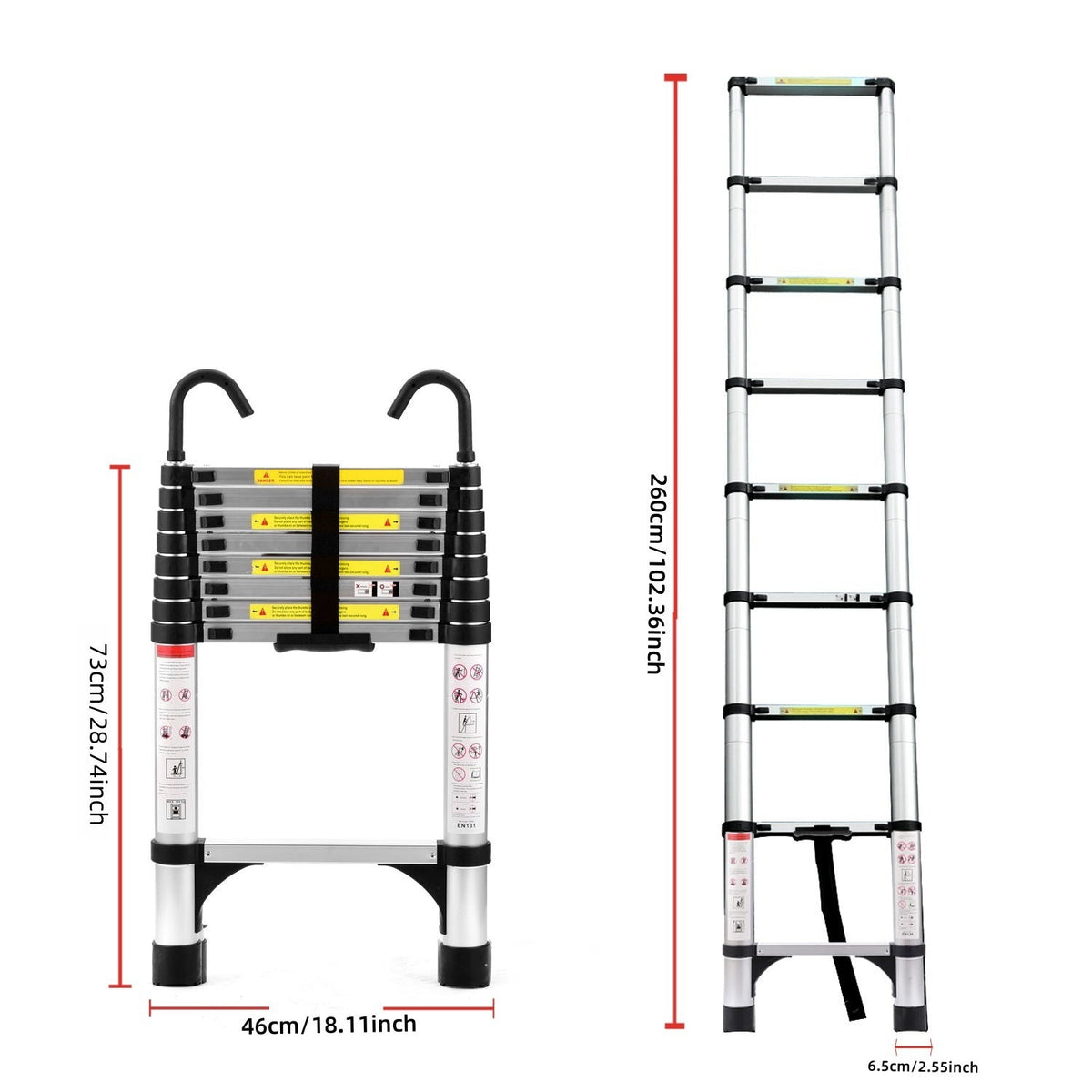 8.5FT Telescopic Ladder with Multi-Purpose Design – Aluminum Alloy