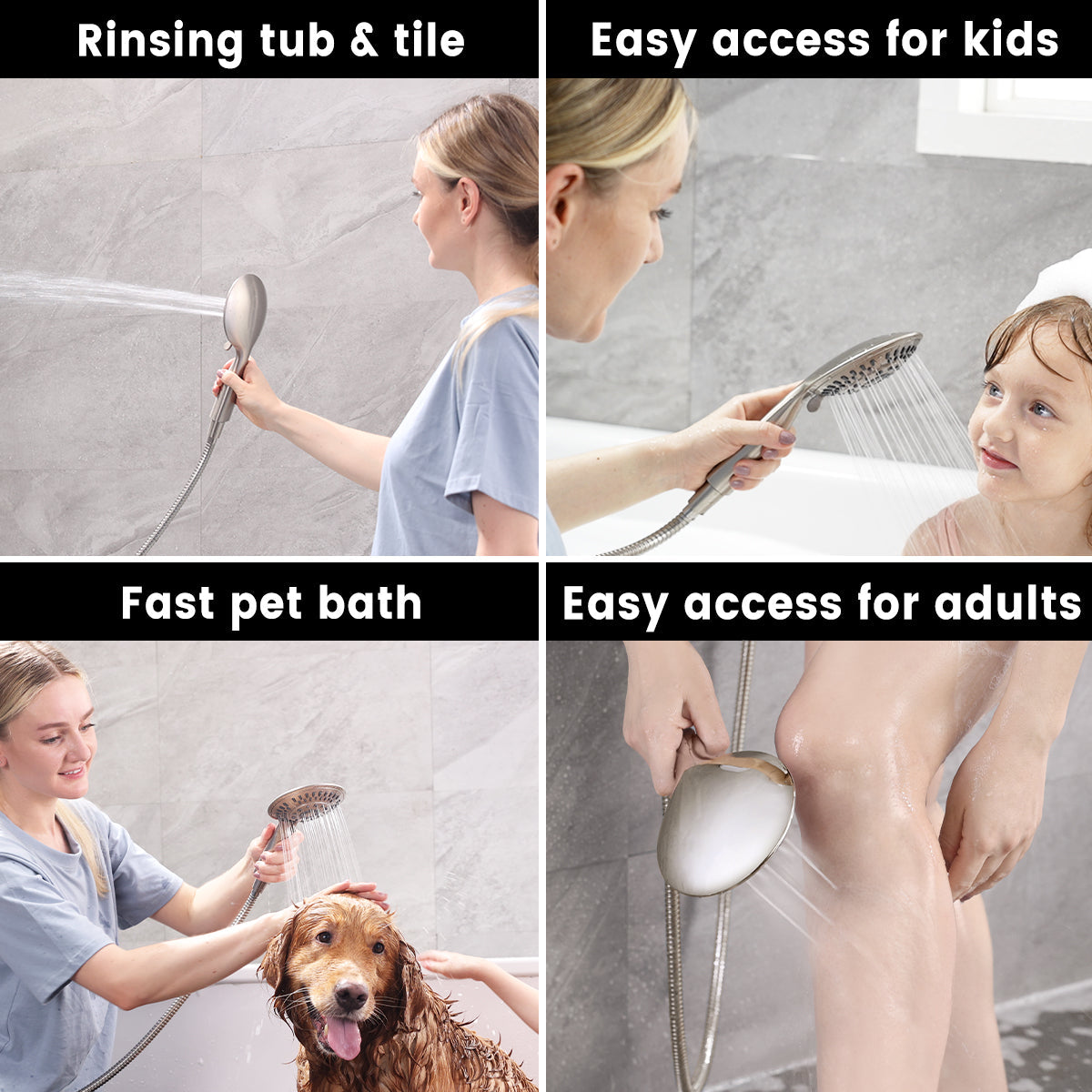 Dual Shower Head With High Rise Arm- Shower System with Valve and Trim Kit