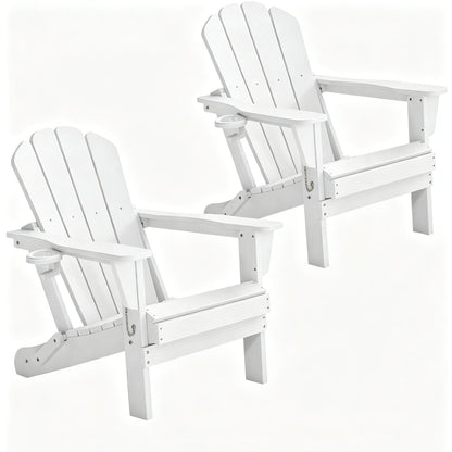Adirondack Chairs Set of 2 - White HDPE Outdoor Seating