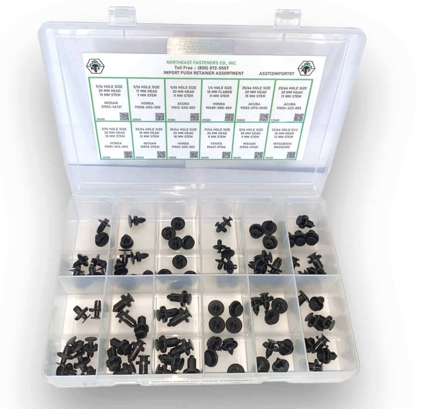 96 Piece Toyota, Honda, Acura, and Nissan Push Retainer Assortment Starter Kit