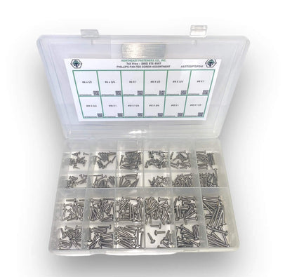 345 Piece #6-12 Phillips Pan Tek Screw Assortment Starter Kit Stainless Steel