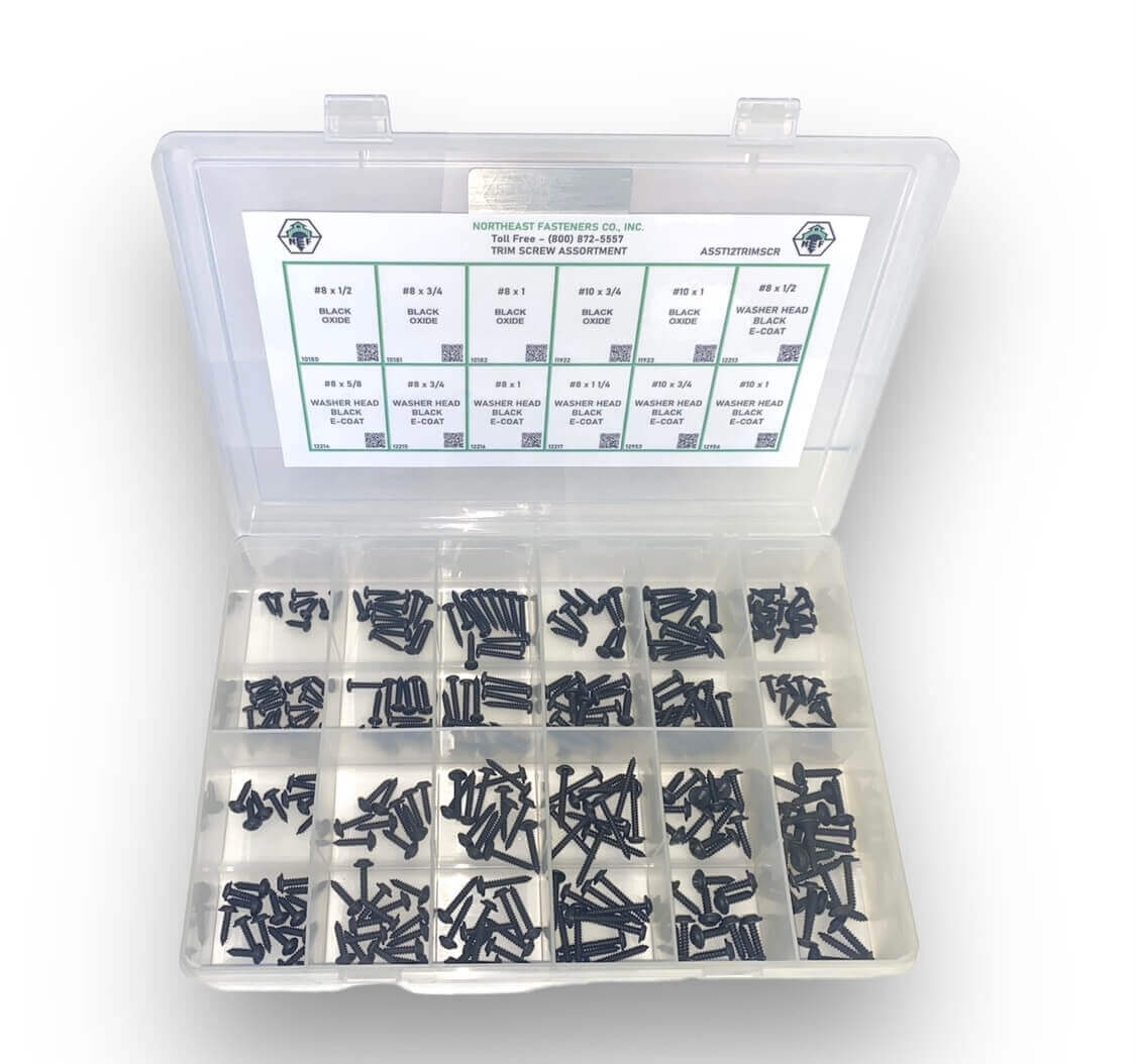 300 Piece Trim Screw Assortment Starter Kit Black Oxide