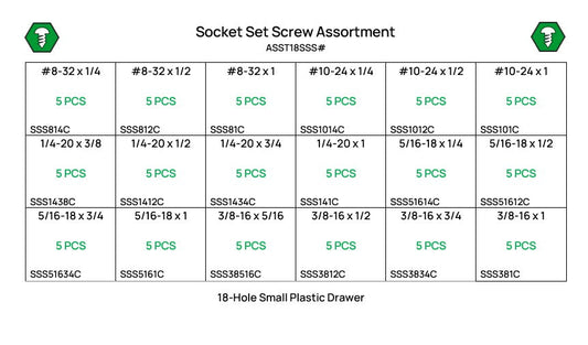 90 Piece #8-10 Hex Socket Set Screw Assortment Starter Kit