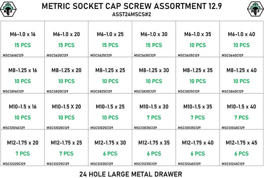 24 Hole Metric Socket Cap Screw Assortment Grade 12.9