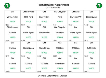 240 Piece Push Retainer Assortment Starter Kit