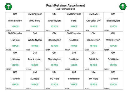 240 Piece Push Retainer Assortment Refill