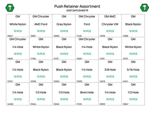 240 Piece Push Retainer Assortment Refill