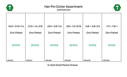 120 Piece Hairpin Cotter Assortment Starter Kit