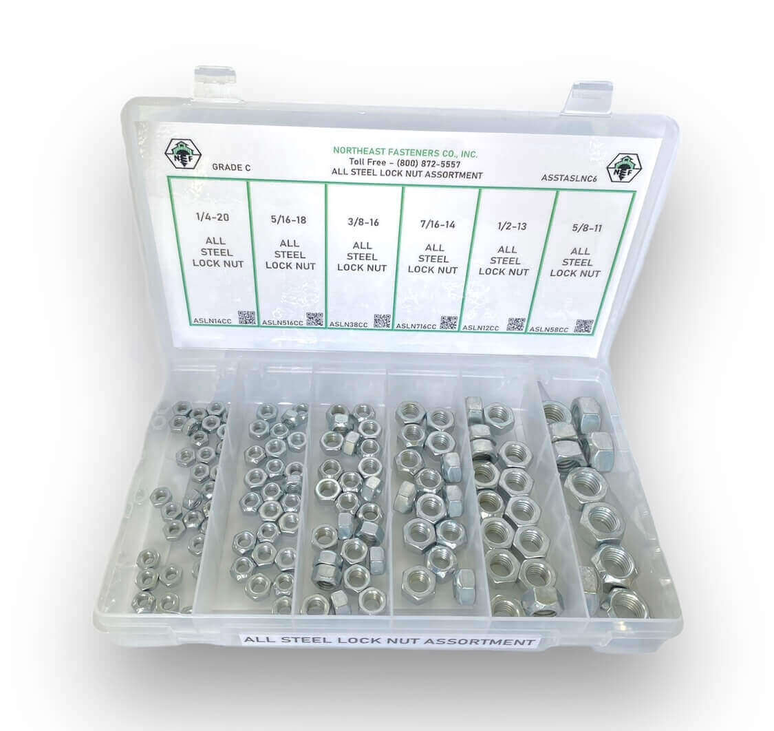 120 Piece UNC All Steel Lock Nut Assortment Starter Kit