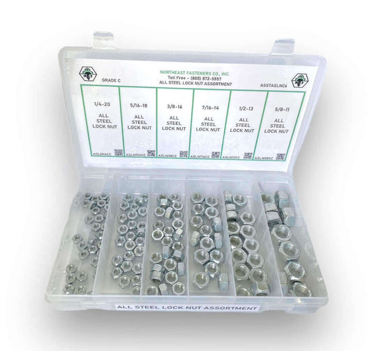 120 Piece UNC All Steel Lock Nut Assortment Starter Kit