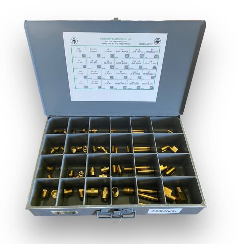 64 Piece Brass Fitting Assortment Starter Kit