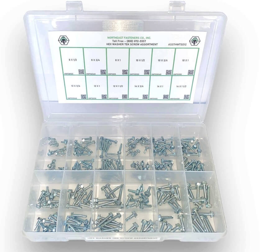 250 Piece #8-14 Hex Washer Tek Screw Assortment Starter Kit