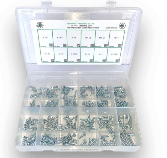 250 Piece #8-14 Hex Washer Tek Screw Assortment Starter Kit