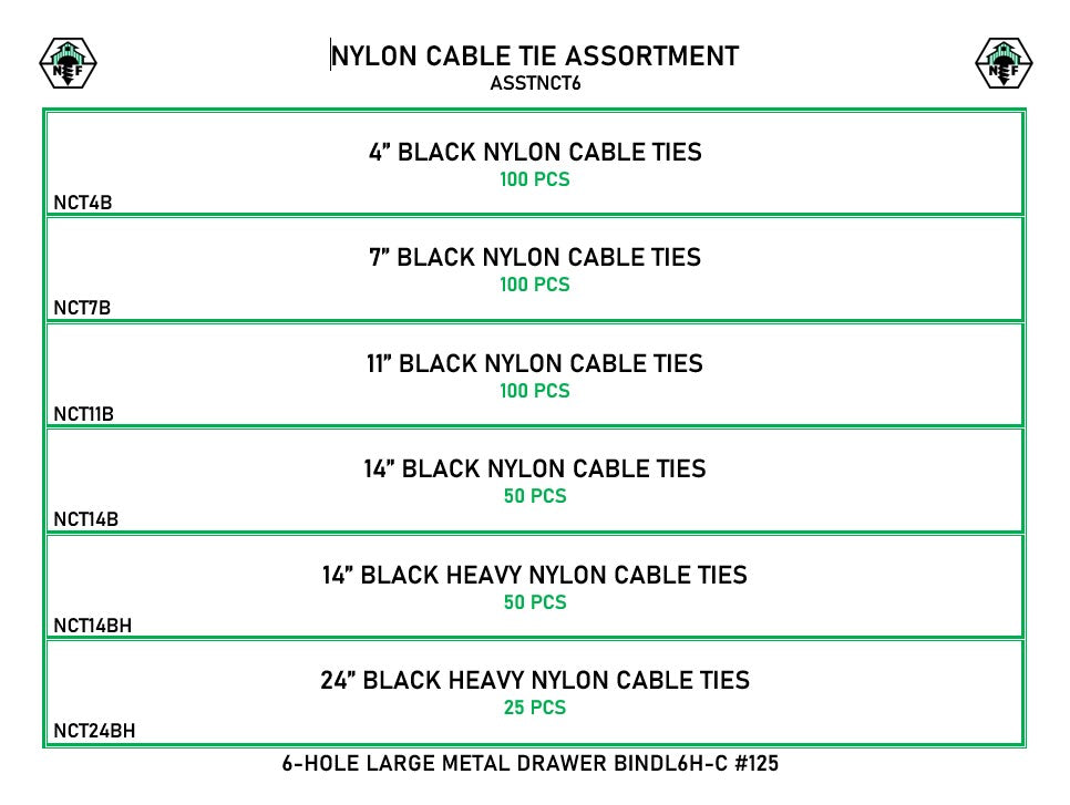 425 Piece Nylon Cable Tie Assortment