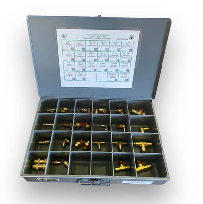 64 Piece Brass Tee, Elbow, and Coupling Push to Connect Assortment Starter Kit
