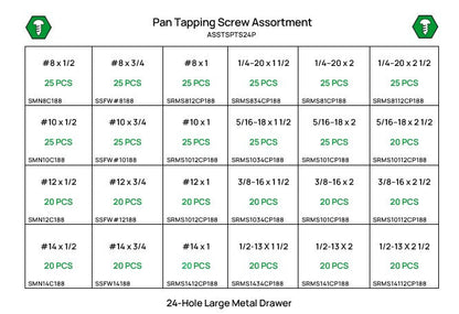 540 Piece #8-14 Pan Tapping Screw Assortment Starter Kit Stainless Steel