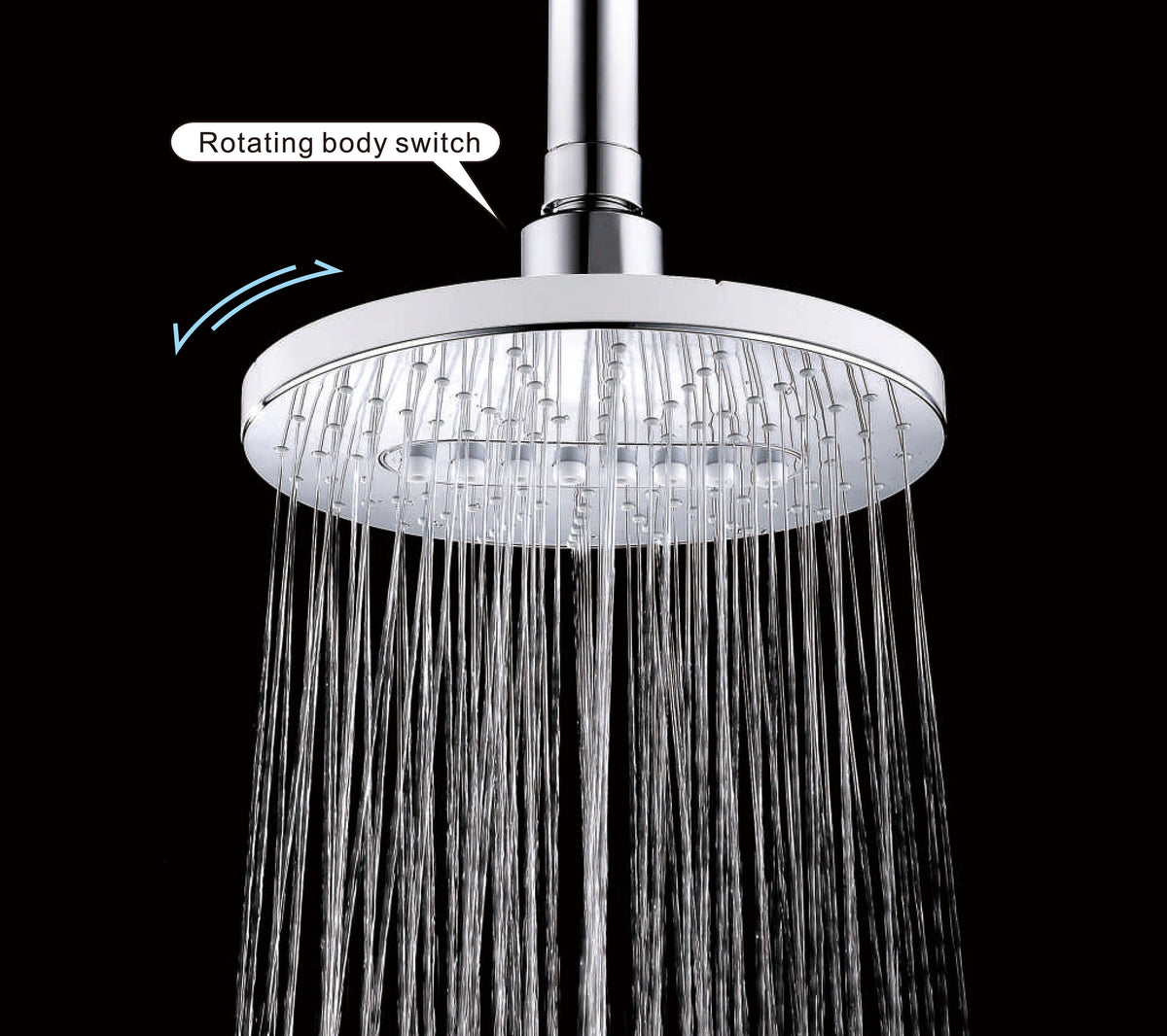 6.3" 2-Spray Rainfall Shower Head with Adjustable Angles