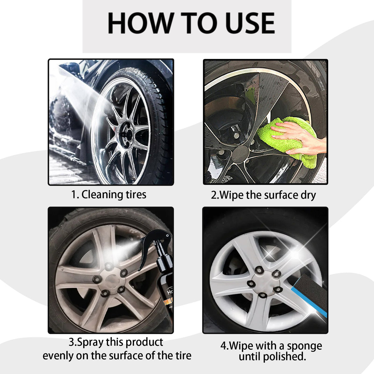 Tire Coating Agent, Automotive Tire Rim Brightening And Polishing Durable Maintenance Decontamination Cleaning Brightener