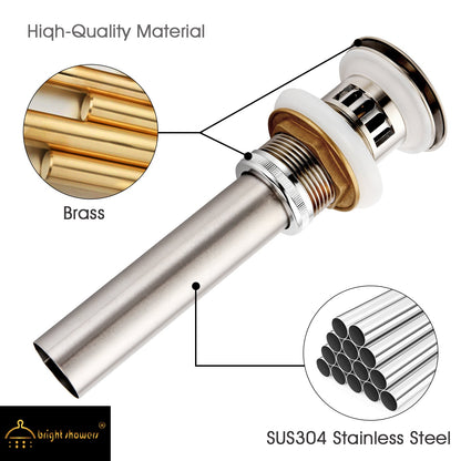Bathroom Sink Drain with Overflow Pop-Up Drain Stopper for Vessel Sink Lavatory