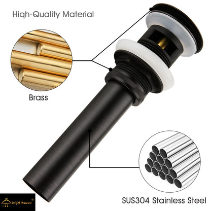 Bathroom Sink Drain with Overflow Pop-Up Drain Stopper for Vessel Sink Lavatory