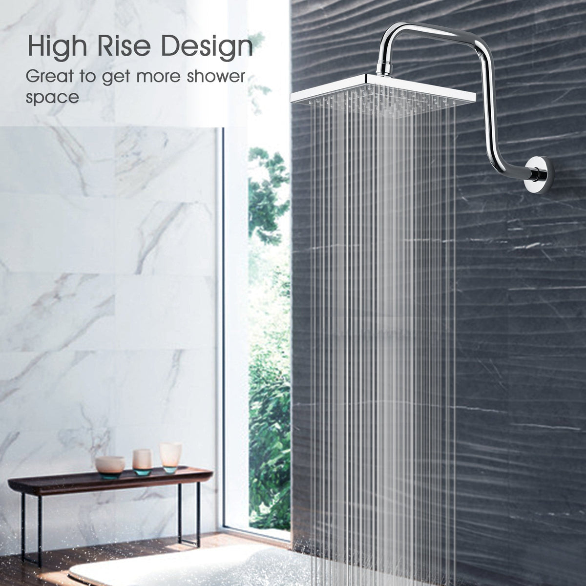 13-Inch S-Shaped Shower Arm Extension for Rainfall Shower Heads