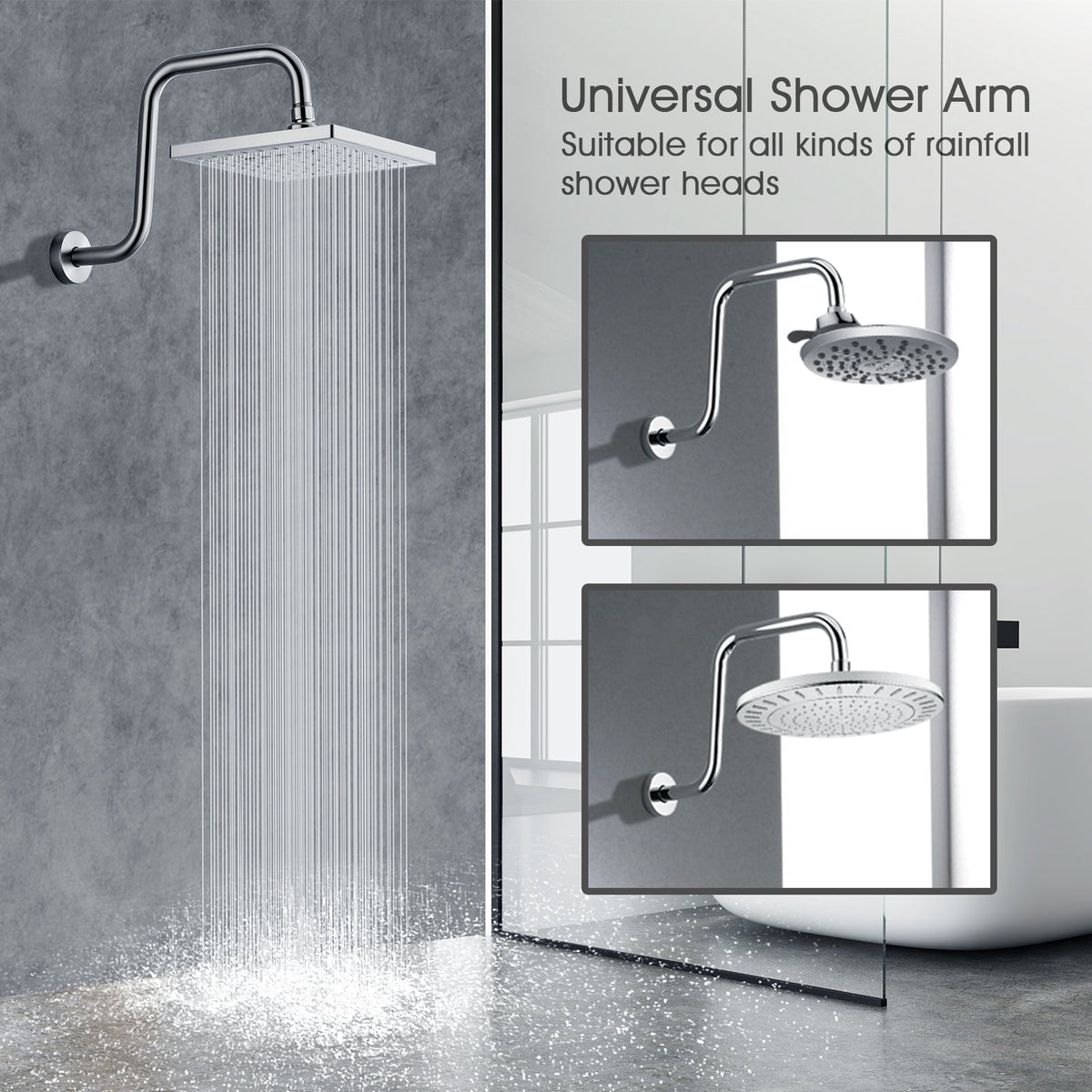 13-Inch S-Shaped Shower Arm Extension for Rainfall Shower Heads