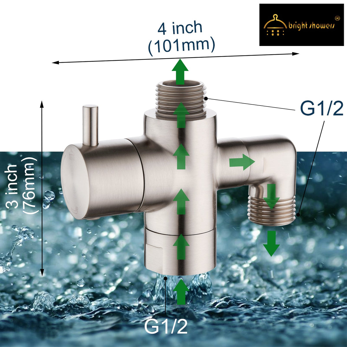 Brass Shower Arm Diverter Valve for Handheld and Fixed Shower Heads