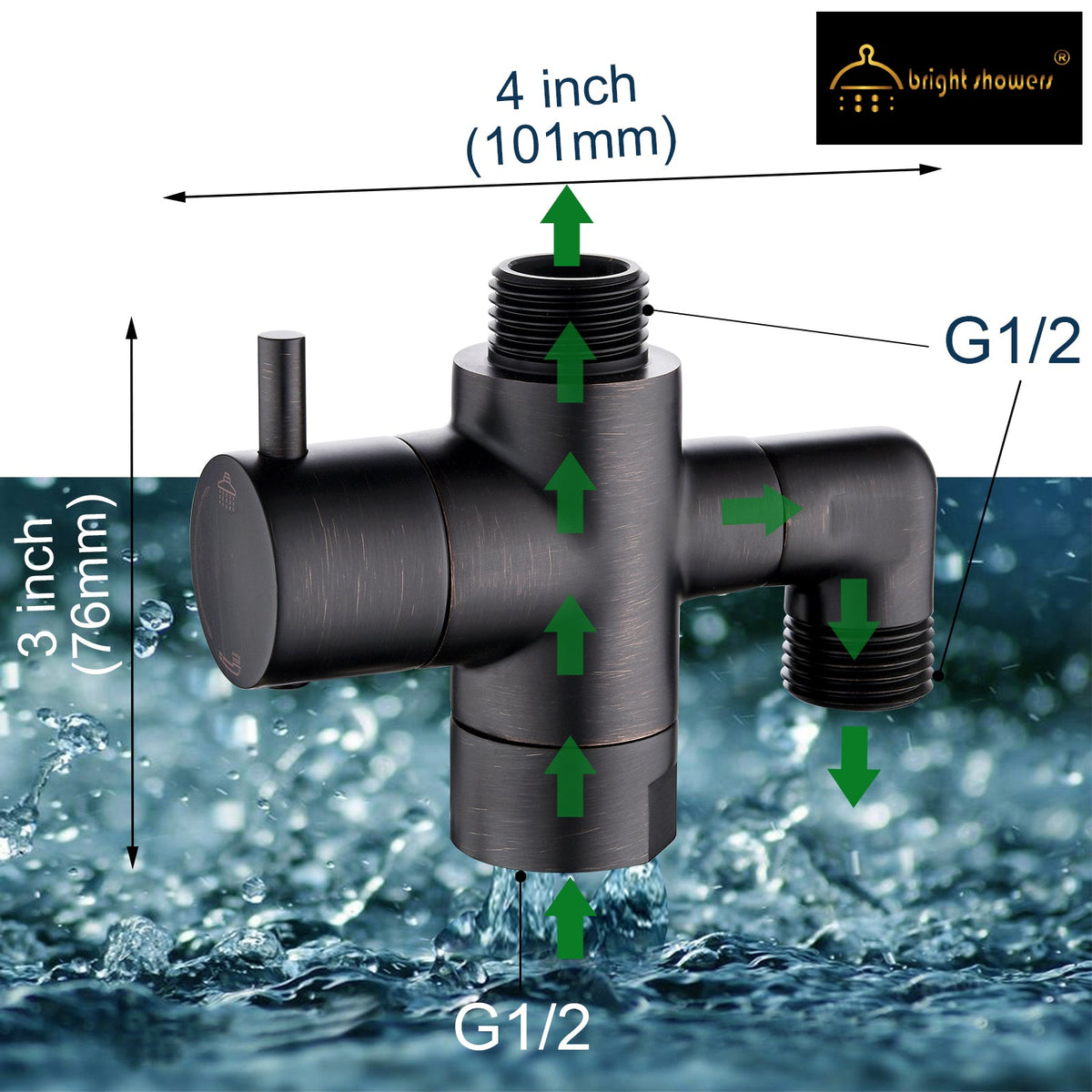 Brass Shower Arm Diverter Valve for Handheld and Fixed Shower Heads