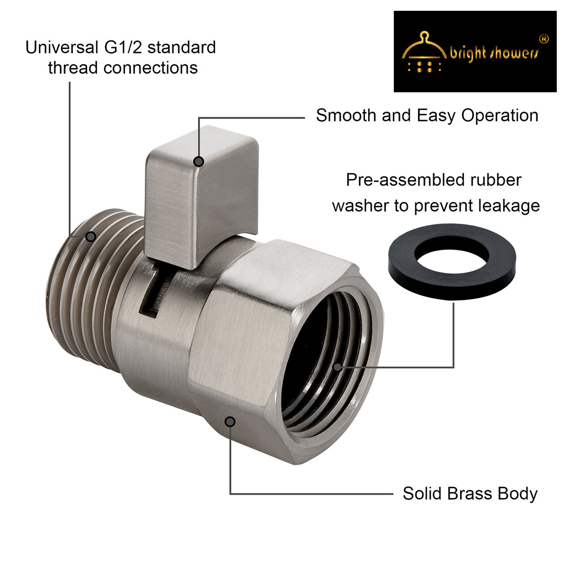 Brass Shower Flow Control Valve with G1/2 Connections